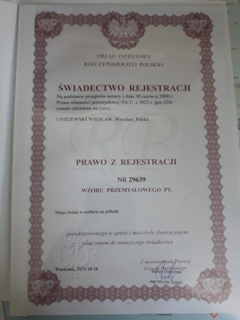 Świadectwo rejestracji wzoru przemysłowego nr 29639